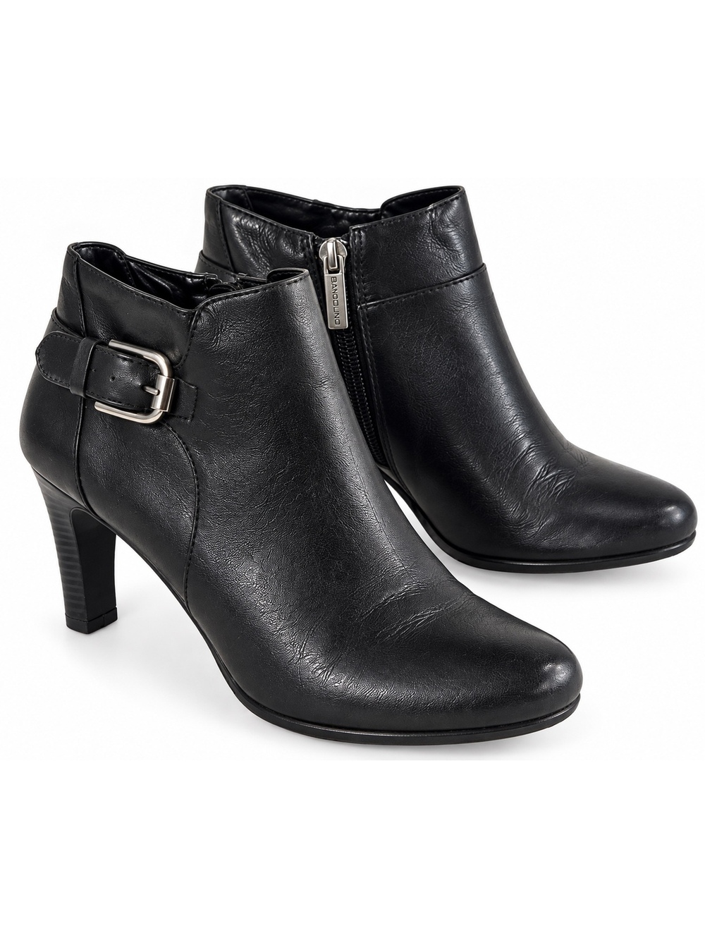 Bandolino Bdlayita Women’s Black Leather Ankle Boots Size 8M High Heel Booties